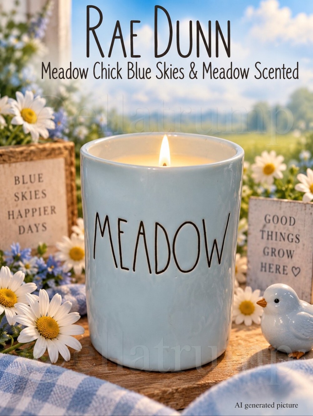 Rae Dunn Meadow Chick Blue Skies & Meadow Scented Pre-owned